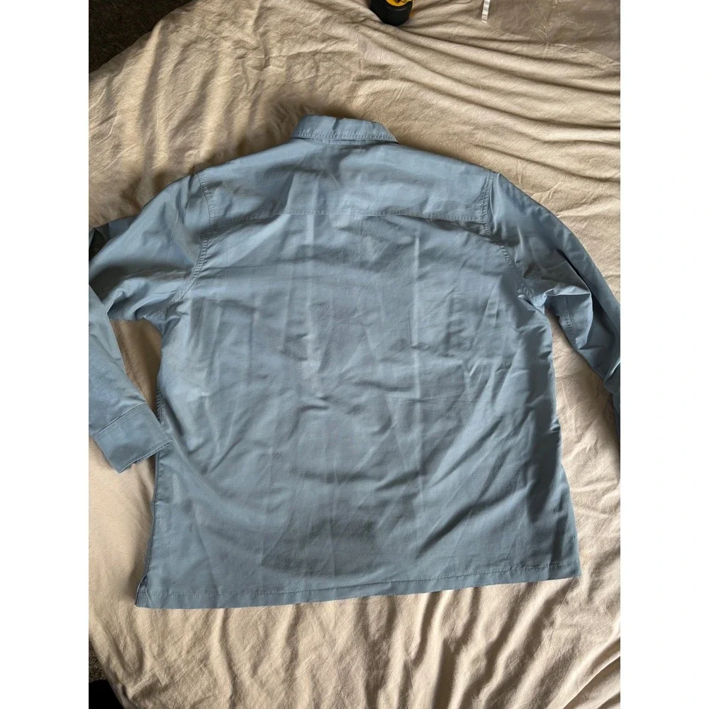 Eddie‎ Bauer Mens 2XL Blue Long Sleeve Fishing Shirt Ripstop Vented Hiking